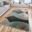 Sininen Harmaa Musta 100% Puuvilla Matto 160x230 cm - Antibakteerinen, Konepestävä, Liukumaton Alusta - Suuret ja keskikokoiset matot - 8683742633709 - 2