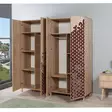 Sonoma Oak Vaatekaappi - 100% Melamiinipinnoitettu, 18mm Paksuus, Hornbeam Jalat, Metalli- ja Köysikahvat, UV-suojattu - Vaatekaapit - 8681875381139 - 4