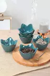 Tummanvihreä Keraaminen Kulhosetti (6 kpl) - 100% Keraaminen, Astianpesukone- ja Mikroaaltouuninkestävä, 7,5x12x7,5 cm - Tarjoiluastiat - 8682870814639 - 1