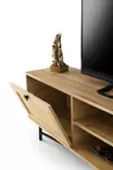 TV-taso, 180x60x40 cm, Tammi-Musta, 100% Melamiinipinnoitettu, Useita Hyllyjä, Kiinnitettävissä Seinäkiinnityksellä - TV-tasot - 8682870168619 - 4