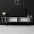 TV-taso Anthracite Black - 100% Melamiinipinnoitettu Lastulevy, Metallijalat, 180x30x48 cm, Moderni ja Tyylikäs - TV-tasot - 8684283575329 - 4