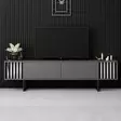 TV-taso Anthracite Black - 100% Melamiinipinnoitettu Lastulevy, Metallijalat, 180x30x48 cm, Moderni ja Tyylikäs - TV-tasot - 8684283575329 - 3