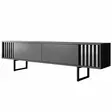 TV-taso Anthracite Black - 100% Melamiinipinnoitettu Lastulevy, Metallijalat, 180x30x48 cm, Moderni ja Tyylikäs - TV-tasot - 8684283575329 - 1