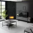 TV-taso Anthracite Black - 100% Melamiinipinnoitettu Lastulevy, Metallijalat, 180x30x48 cm, Moderni ja Tyylikäs - TV-tasot - 8684283575329 - 6