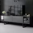 TV-taso Anthracite Black - 100% Melamiinipinnoitettu Lastulevy, Metallijalat, 180x30x48 cm, Moderni ja Tyylikäs - TV-tasot - 8684283575329 - 2