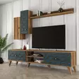 TV-taso, Huonekalut, Pähkinä-Kalsedoni, 100% Melamiinipinnoitettu Lastulevy, 18mm, CNC Relief 4mm, Muovijalat, 180x44x35cm - TV-tasot - 8681875184389 - 3