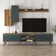 TV-taso, Huonekalut, Pähkinä-Kalsedoni, 100% Melamiinipinnoitettu Lastulevy, 18mm, CNC Relief 4mm, Muovijalat, 180x44x35cm - TV-tasot - 8681875184389 - 2