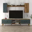 TV-taso, Huonekalut, Pähkinä-Kalsedoni, 100% Melamiinipinnoitettu Lastulevy, 18mm, CNC Relief 4mm, Muovijalat, 180x44x35cm - TV-tasot - 8681875184389 - 5