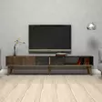 TV-taso, Huonekalut, Pähkinä Musta, 100% Melamiinipinnoitettu Lastulevy, 180x40x35 cm, Muovijalat, Kiinnitettävä Seinä - TV-tasot - 8683342170079 - 2