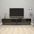 TV-taso, Huonekalut, Pähkinä Musta, 100% Melamiinipinnoitettu Lastulevy, 180x40x35 cm, Muovijalat, Kiinnitettävä Seinä - TV-tasot - 8683342170079 - 4
