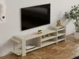 TV-taso Travertiini - 100% Melamiinipinnoitettu Lastulevy, 156x40x29,6 cm, Useita Hyllyjä ja Lisäsäilytystilaa - TV-tasot - 8684283021369 - 4