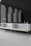 TV-taso, Valkoinen Kulta, 100% Melamiinipinnoitettu Lastulevy, 18mm, Metallijalat, 180x47x30cm, 1 Paketti, 24,5kg - TV-tasot - 8684282484059 - 3
