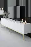 TV-taso, Valkoinen Kulta, 100% Melamiinipinnoitettu Lastulevy, 18mm, Metallijalat, 180x47x30cm, 1 Paketti, 24,5kg - TV-tasot - 8684282484059 - 4