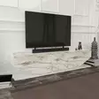 TV-taso, Valkoinen Marmori, 100% Melamiinipinnoitettu Lastulevy, 180x30x45 cm, Yksi Paketti, Tyylikäs ja Kestävä - TV-tasot - 8683743124329 - 3