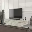 TV-taso, Valkoinen Marmori, 100% Melamiinipinnoitettu Lastulevy, 180x30x45 cm, Yksi Paketti, Tyylikäs ja Kestävä - TV-tasot - 8683743124329 - 4