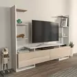 TV-taso, Valkoinen Tammi, 100% Melamiinipinnoitettu Lastulevy, 183,6x140x31,7 cm, Tyylikäs ja Kestävä Huonekalu - TV-tasot - 8683743959709 - 4