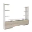 TV-taso, Valkoinen Tammi, 100% Melamiinipinnoitettu Lastulevy, 183,6x140x31,7 cm, Tyylikäs ja Kestävä Huonekalu - TV-tasot - 8683743959709 - 1