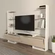 TV-taso, Valkoinen Tammi, 100% Melamiinipinnoitettu Lastulevy, 183,6x140x31,7 cm, Tyylikäs ja Kestävä Huonekalu - TV-tasot - 8683743959709 - 3