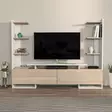TV-taso, Valkoinen Tammi, 100% Melamiinipinnoitettu Lastulevy, 183,6x140x31,7 cm, Tyylikäs ja Kestävä Huonekalu - TV-tasot - 8683743959709 - 2