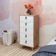 Tyylikäs ja Monikäyttöinen Tammi Valkoinen Lipasto - 5 Vetolaatikkoa, Useita Hyllyjä, PU Nahkakahva, 50x103x40 cm - Huonekalut - 8681875207439 - 2
