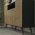 Tyylikäs ja Toiminnallinen Konsoli - 100% Lastulevy, MDF Kehys, 140x91x35 cm, Puinen Musta Atlantinmänty - Lipastot ja senkit - 8684283029549 - 4