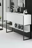 Tyylikäs Musta Valkoinen Lipasto - 100% Melamiinipinnoitettu Lastulevy, 120x80x30 cm, Metallijalat, Kestävä ja Moderni - Lipastot ja senkit - 8684282883739 - 3