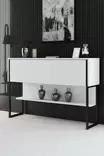 Tyylikäs Musta Valkoinen Lipasto - 100% Melamiinipinnoitettu Lastulevy, 120x80x30 cm, Metallijalat, Kestävä ja Moderni - Lipastot ja senkit - 8684282883739 - 2