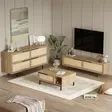 Tyylikäs Olohuoneen Kalustesetti: Tammi, 100% Melamiinipinnoitettu, Metallijalat, UV-painettu, 4 Pakettia, TV-taso 160 cm - Huonekalut - 8684283262939 - 3