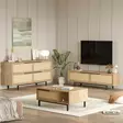 Tyylikäs Olohuoneen Kalustesetti: Tammi, 100% Melamiinipinnoitettu, Metallijalat, UV-painettu, 4 Pakettia, TV-taso 160 cm - Huonekalut - 8684283262939 - 2