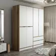 Vaatekaappi Dore - 100% Melamiinipinnoitettu Lastulevy, 185x208x52 cm, Useita Hyllyjä, Tyylikäs ja Kestävä - Vaatekaapit - 8683742561989 - 3