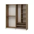 Vaatekaappi Dore - 100% Melamiinipinnoitettu Lastulevy, 185x208x52 cm, Useita Hyllyjä, Tyylikäs ja Kestävä - Vaatekaapit - 8683742561989 - 6