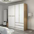 Vaatekaappi Dore - 100% Melamiinipinnoitettu Lastulevy, 185x208x52 cm, Useita Hyllyjä, Tyylikäs ja Kestävä - Vaatekaapit - 8683742561989 - 4