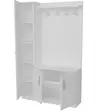 Valkoinen Hall Stand - 100% Melamiinipinnoitettu Lastulevy, 110x180x31,8 cm, Useita Hyllyjä, Seinään Kiinnitettävä - Eteiskaapit - 8681181980729 - 1