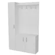 Valkoinen Hall Stand - 100% Melamiinipinnoitettu Lastulevy, 110x180x31,8 cm, Useita Hyllyjä, Seinään Kiinnitettävä - Eteiskaapit - 8681181980729 - 3