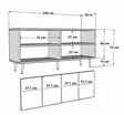 Valkoinen Hopea Konsoli - 100% Melamiinipinnoitettu Lastulevy, 150x75x35 cm, Useita Hyllyjä, Kiinnitettävä Seinäkiinnitys - Lipastot ja senkit - 8684283560349 - 6