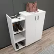 Valkoinen Kenkäkaappi - 100% Melamiinipinnoitettu Lastulevy, 90x95x29,6 cm, Useita Hyllyjä, Seinään Kiinnitettävä - Kenkäkaapit - 8681181613689 - 3