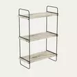 Valkoinen Marmori Seinä Hylly, 100% Melamiinipinnoitettu Lastulevy, 18mm, Metalli Runko, 40x66x20cm, Helppo Asennus - Seinähyllyt - 8684282665229 - 4