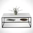 Valkoinen sohvapöytä - 100% Melamiinipinnoitettu Lastulevy, Metallijalat, 95x43x55 cm, Yksi Paketti - Sohvapöydät - 8681875559859 - 3