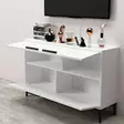 Valkoinen TV-taso - 100% Melamiinipinnoitettu Lastulevy, 18mm, PVC-jalat, 120x75x30cm, Tyylikäs ja Kestävä - TV-tasot - 8683742102519 - 6