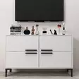 Valkoinen TV-taso - 100% Melamiinipinnoitettu Lastulevy, 18mm, PVC-jalat, 120x75x30cm, Tyylikäs ja Kestävä - TV-tasot - 8683742102519 - 2