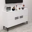 Valkoinen TV-taso - 100% Melamiinipinnoitettu Lastulevy, 18mm, PVC-jalat, 120x75x30cm, Tyylikäs ja Kestävä - TV-tasot - 8683742102519 - 3
