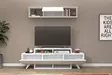 Valkoinen TV-taso ja seinähylly - 100% melamiinipinnoitettu, 150 cm leveä, 18 mm paksu, moderni ja tyylikäs design - TV-tasot - 8683742963349 - 3