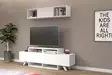 Valkoinen TV-taso ja seinähylly - 100% melamiinipinnoitettu, 150 cm leveä, 18 mm paksu, moderni ja tyylikäs design - TV-tasot - 8683742963349 - 4