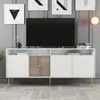 Valkokultainen Konsoli - 100% Melamiinipinnoitettu Lastulevy, 180x77x35 cm, 3 Pakettia, Tyylikäs ja Kestävä Huonekalu - Lipastot ja senkit - 8684282465799 - 6