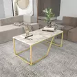 Valkokultainen sohvapöytä - 100% Melamiinipinnoitettu Lastulevy, 18mm, 120x60x48cm - Moderni ja Tyylikäs Design - Sohvapöydät - 8683743117949 - 3