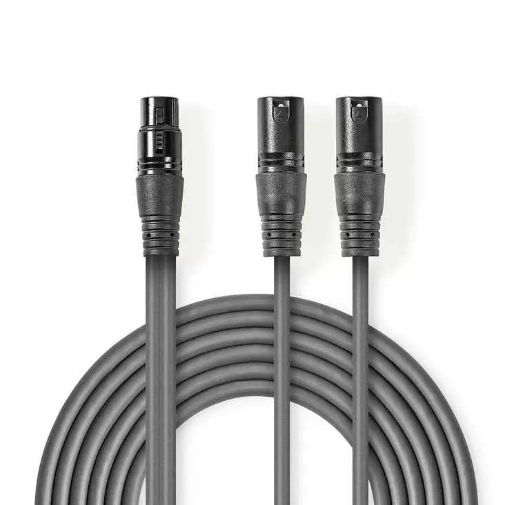 Balansoitu Audiojohto | 2x XLR 3-Pin uros | XLR 3-Pin naaras | Niklattu | 1.50 m | Pyöreä | PVC | Tummanharmaa | Pahvikotelo - Audiokaapelit - 5412810295609 - 1