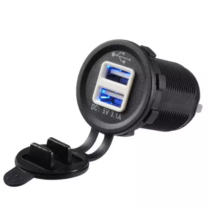 Latausportti USB py=C3=B6re=C3=A4 2x3.1A 12/24V - Muut autosähkötarvikkeet - 6438014270869 - 1