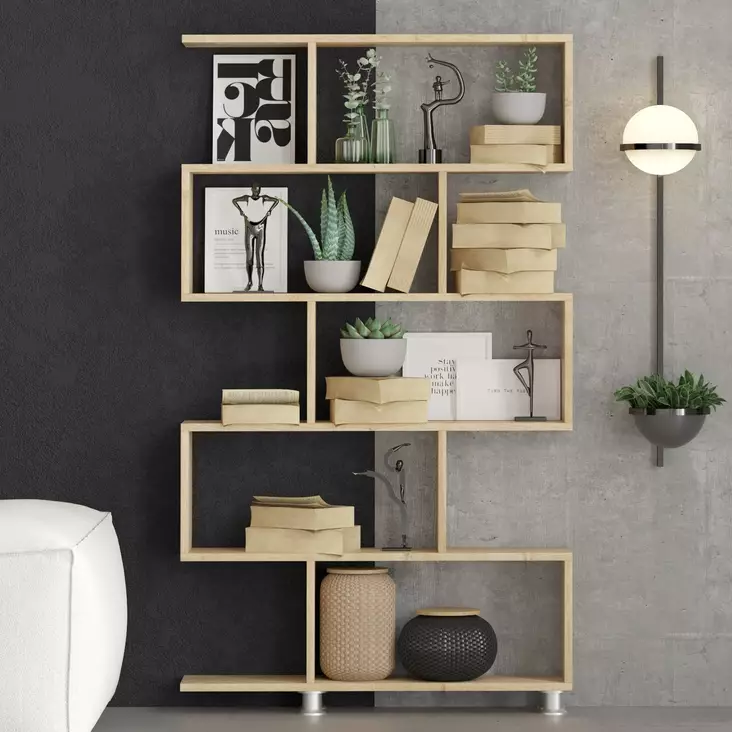 Moderni Tammi Kirjahylly - 100% Melamiinipinnoitettu Lastulevy, 18 mm Paksuus, 90x20x156 cm, Useita Hyllyjä - Kirjahyllyt - 8682870869189 - 1