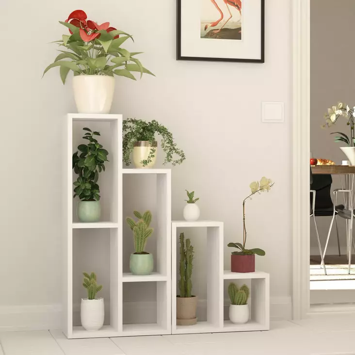 Valkoinen Kirjahylly - 100% Melamiinipinnoitettu Lastulevy, 18 mm, 42x89x20 cm, Useita Hyllyjä, Kiinnitettävä Seinä - Kirjahyllyt - 8681875200669 - 1