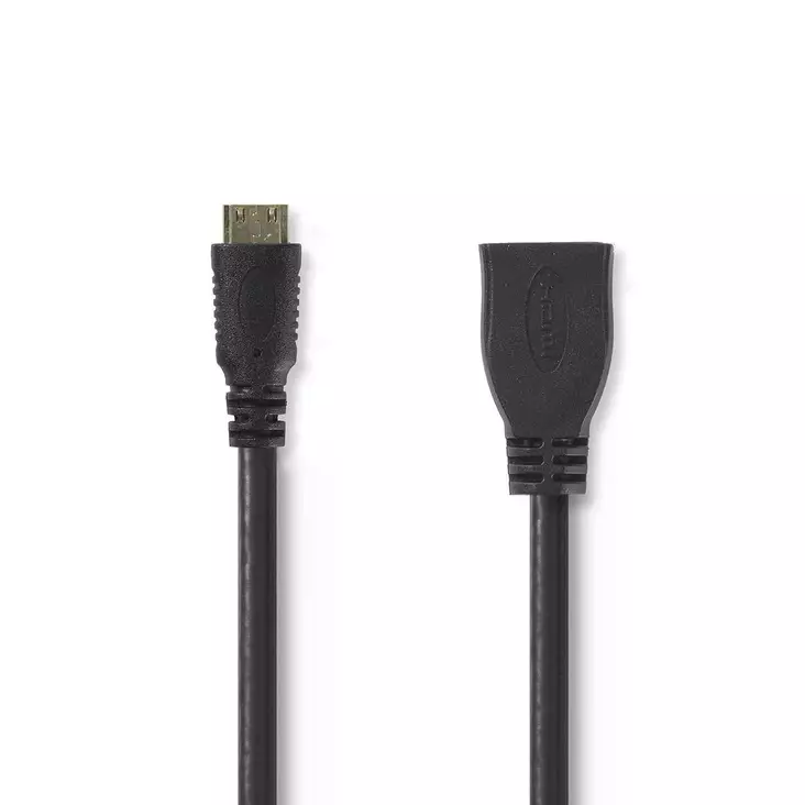 High Speed HDMI Kaapeli Ethernet | HDMI Mini | HDMI Ulostulo | 4K@30Hz | 10.2 Gbps | 0.20 m | Pyöreä | PVC | Musta | Kirjekuori - HDMI-kaapelit - 5412810269709 - 1